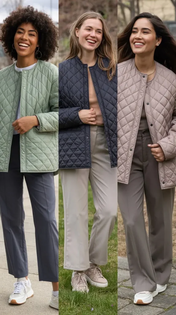 Quilted Jacket With Straight Pants