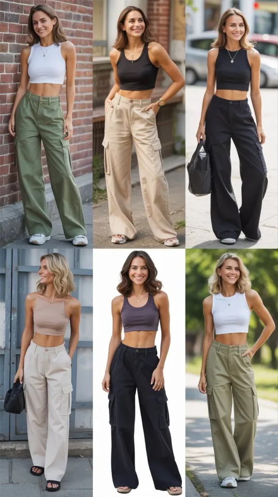 Cargo Pants with Crop Tops