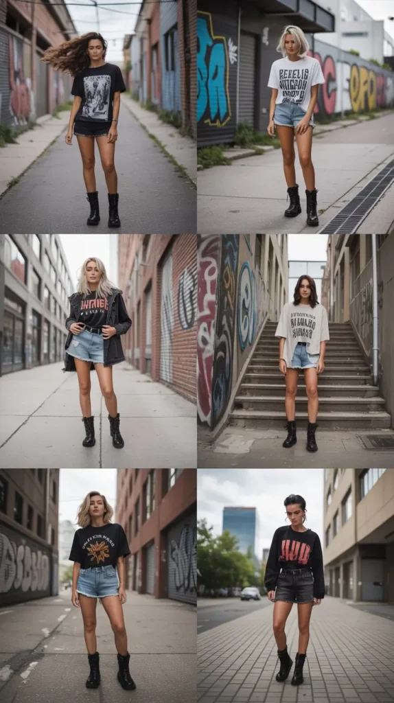 Graphic Tee and Biker Boots Look