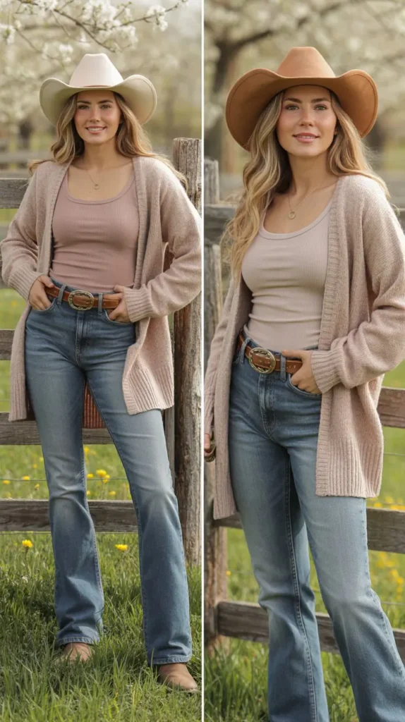 Cardigan with Tank Top and Jeans