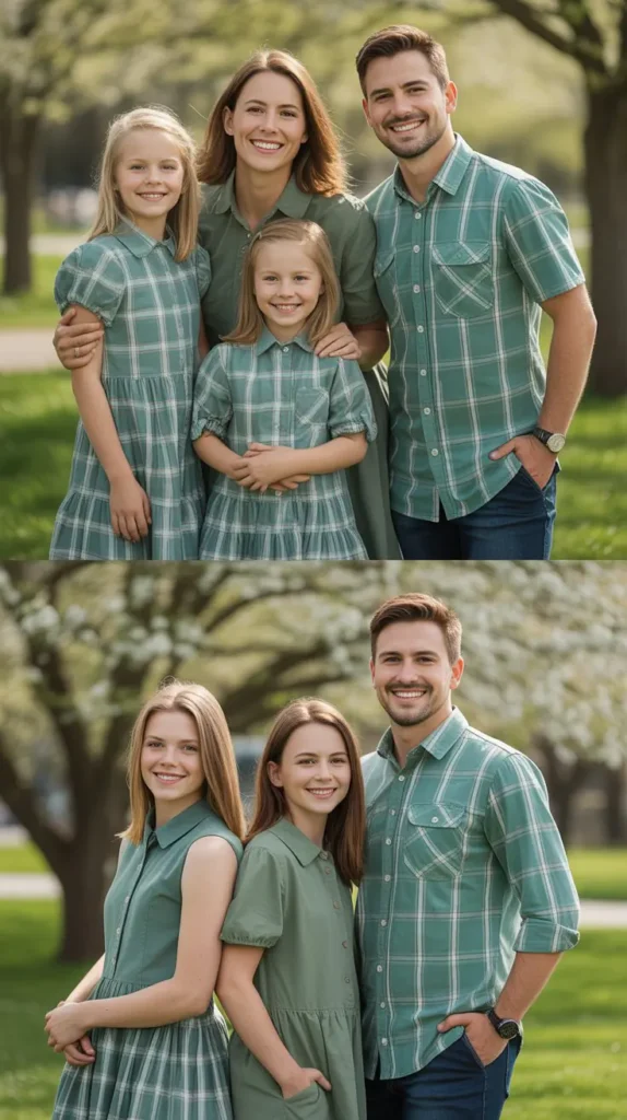 Trendy Green Plaid Family Easter Looks