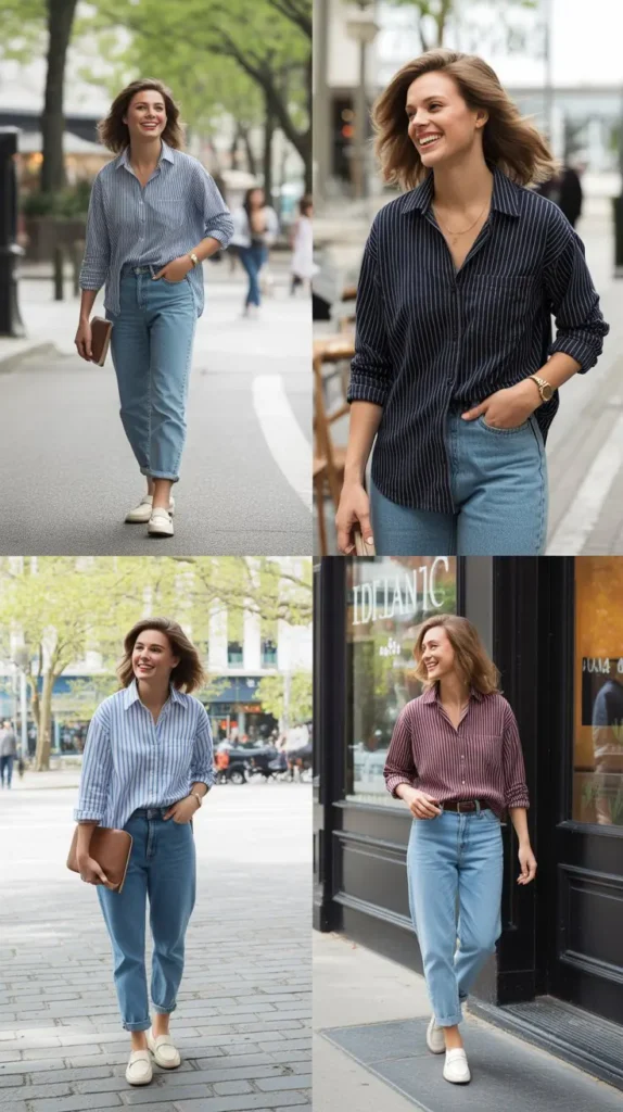 Button-Down Shirt with Mom Jeans