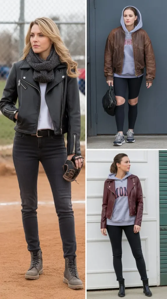  Leather Jacket with Sweater