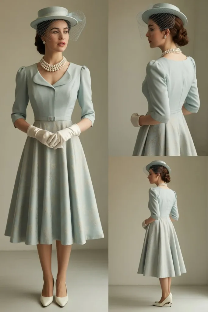  Tea-Length Dress with Vintage Flair