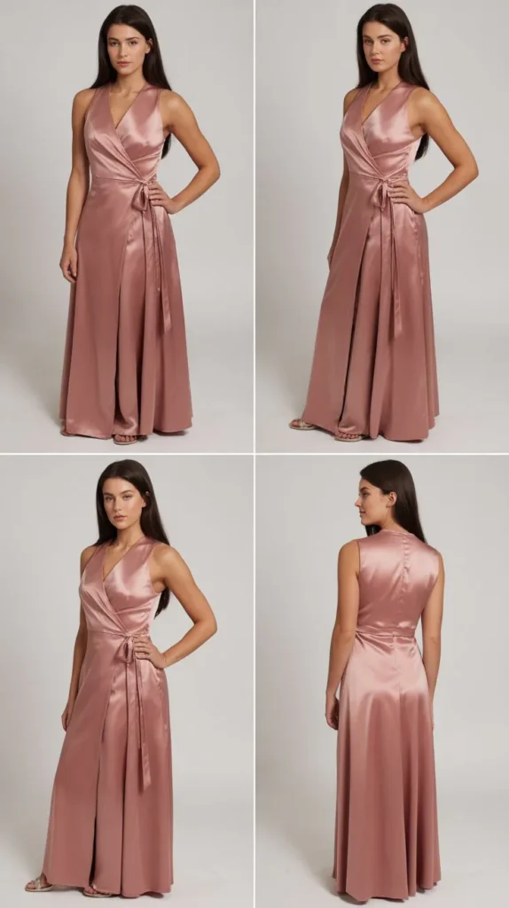  Sleek Satin Wrap Dress