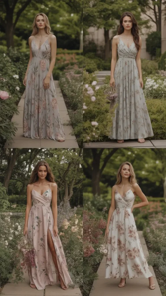  Romantic Floral Print Dress with Subtle Details