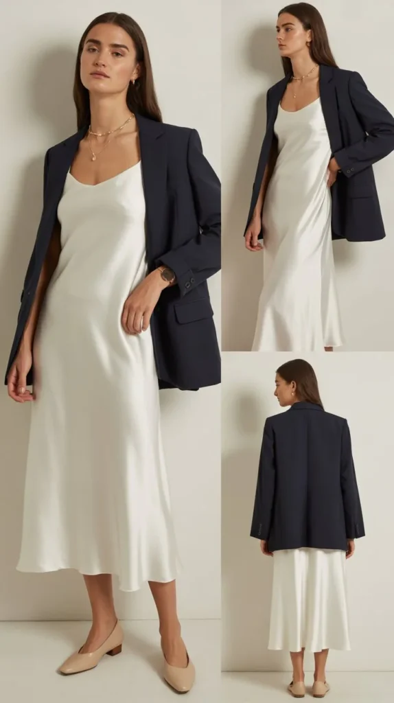  Minimalist Sleek White Slip Dress