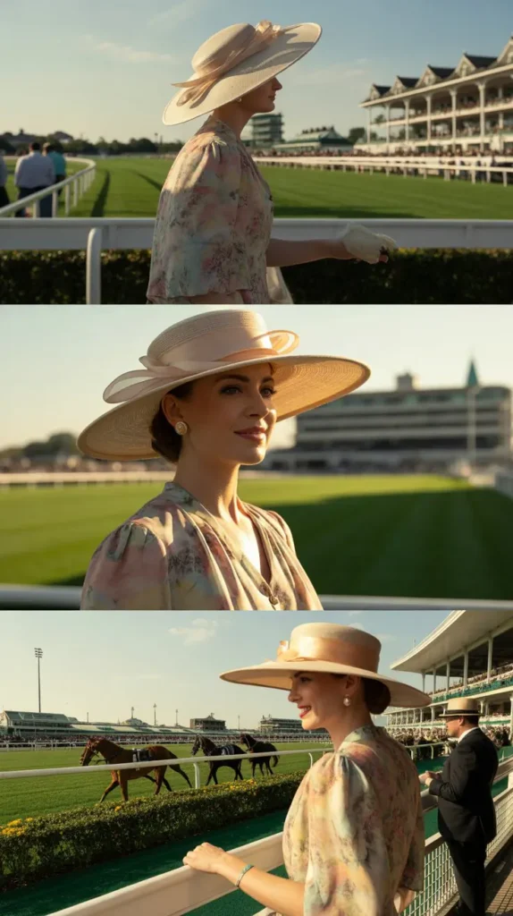  Classic Floral Dress with Wide-Brim Hat