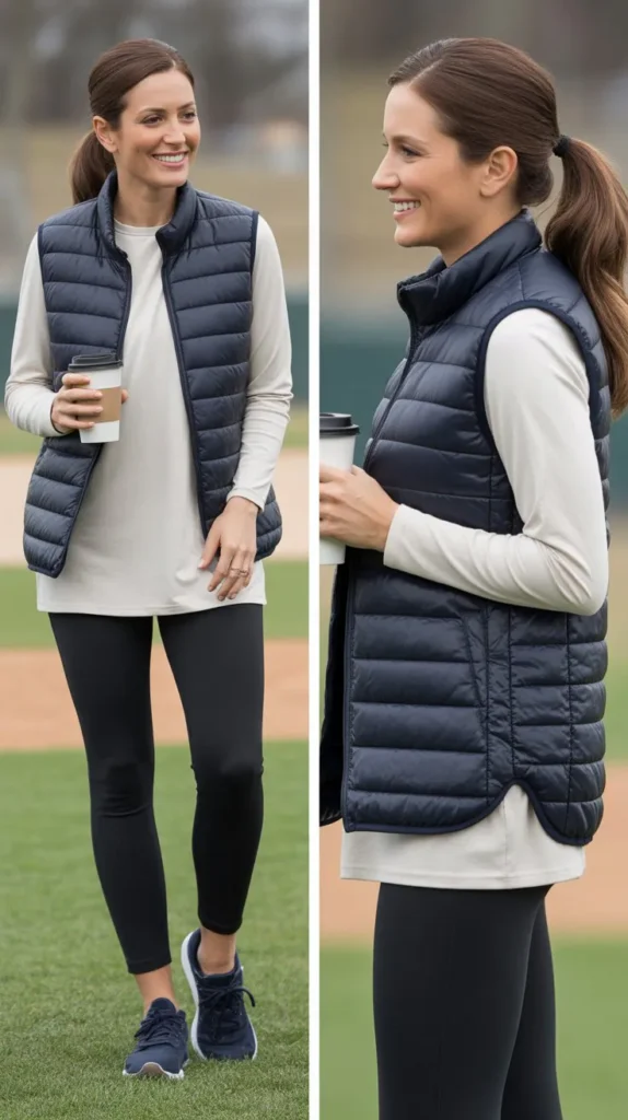 Puffer Vest and Long Sleeve Tee Outfit