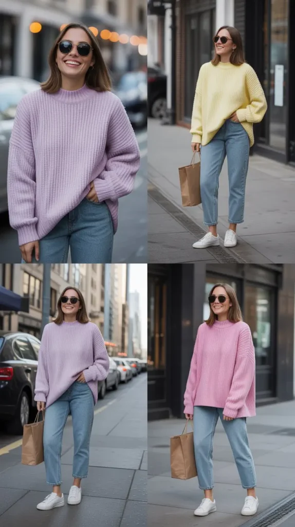 Chunky Sweater with Straight-Leg Jeans