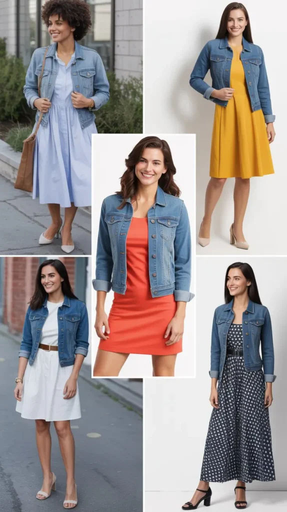 Denim Jacket with Office Dress