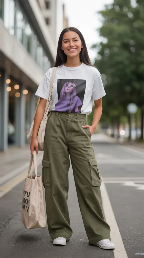 Graphic Tee with Cargo Pants