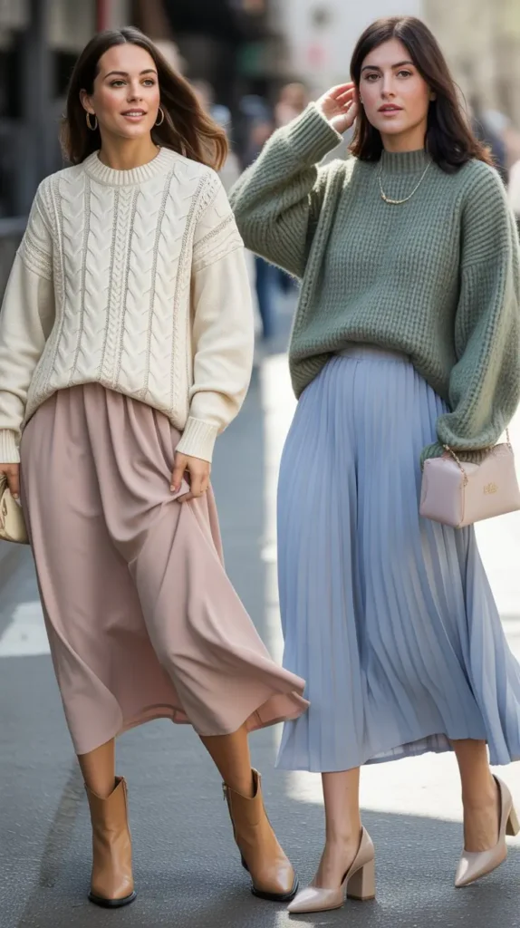Knit Sweater with Midi Skirt