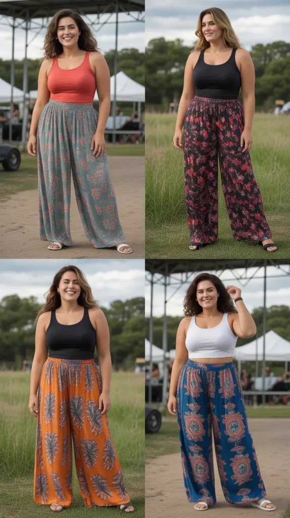 Printed Palazzo Pants With Tank Top