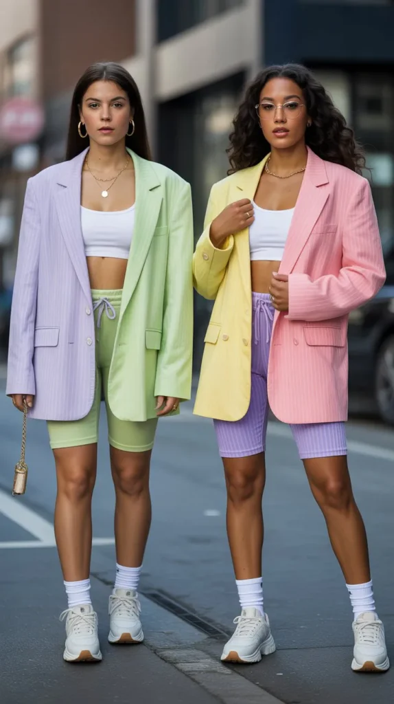  Oversized Blazer With Biker Shorts