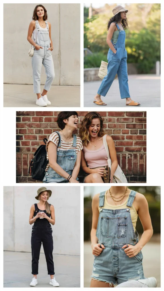 Denim Overalls with Tank Top