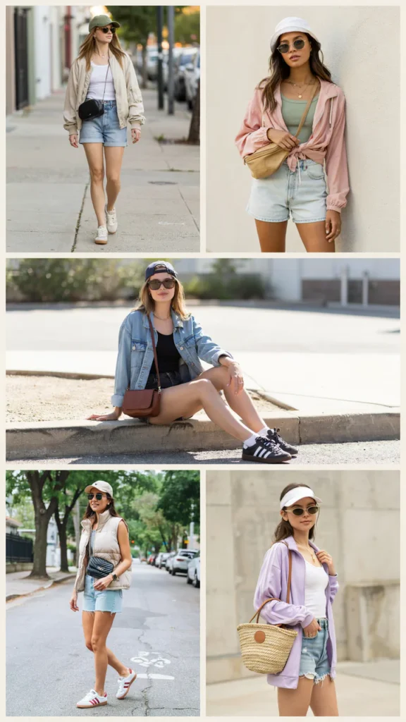 Light Jacket with Jean Shorts and Tank Top