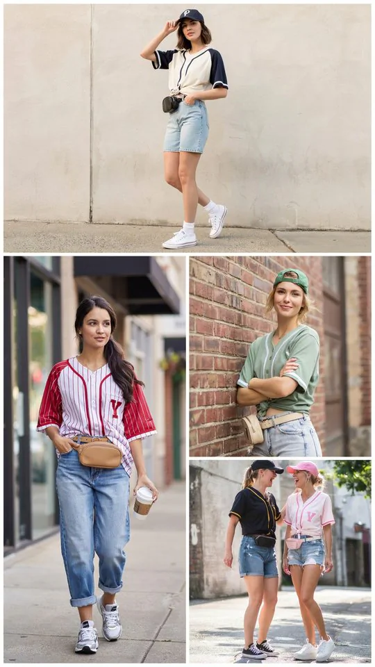 Baseball Jersey with Jean Shorts