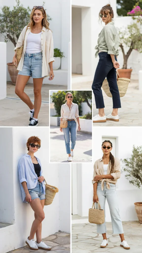  Linen Shirt with Jean Shorts