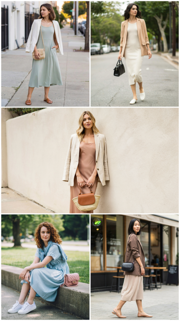Casual Midi Dress with Cropped Blazer