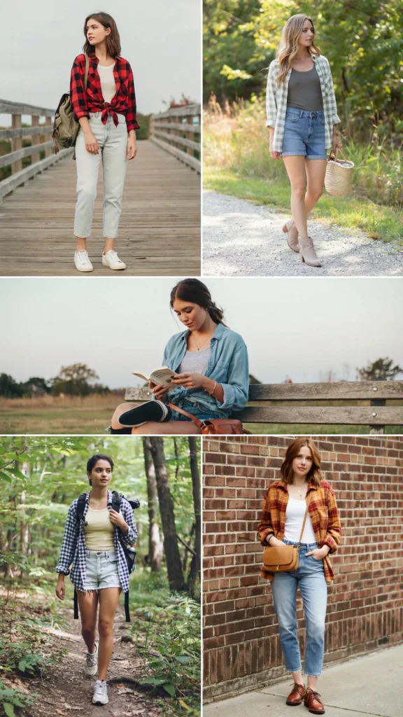 Flannel Shirt with Jean Shorts