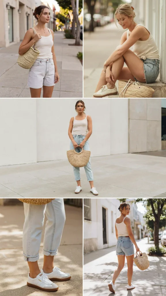  Ribbed Tank with Mom Jean Shorts