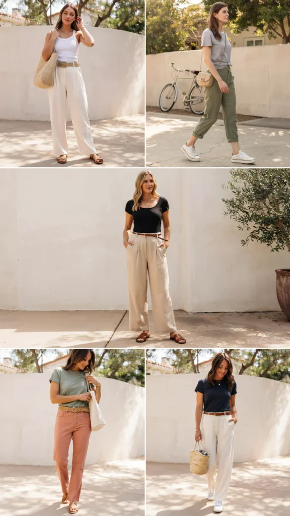 Linen Pants with Fitted T-Shirt