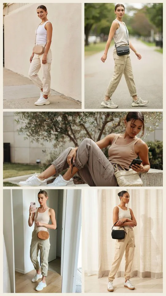 Neutral Tank with Cargo Pants