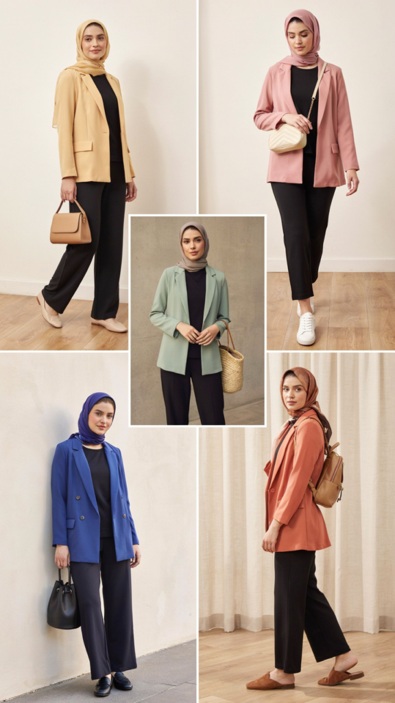 Colorful Blazer with Simple Black Outfit