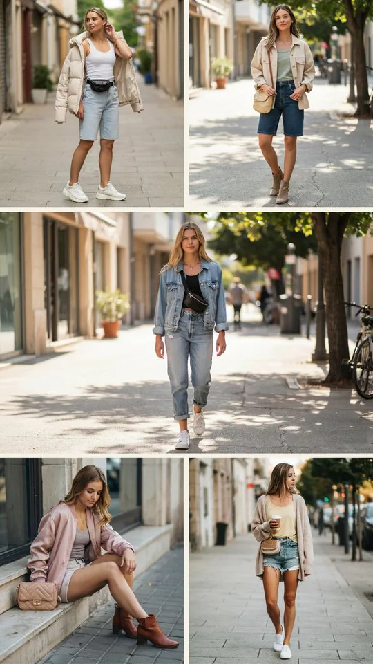 Light Jacket with Jean Shorts