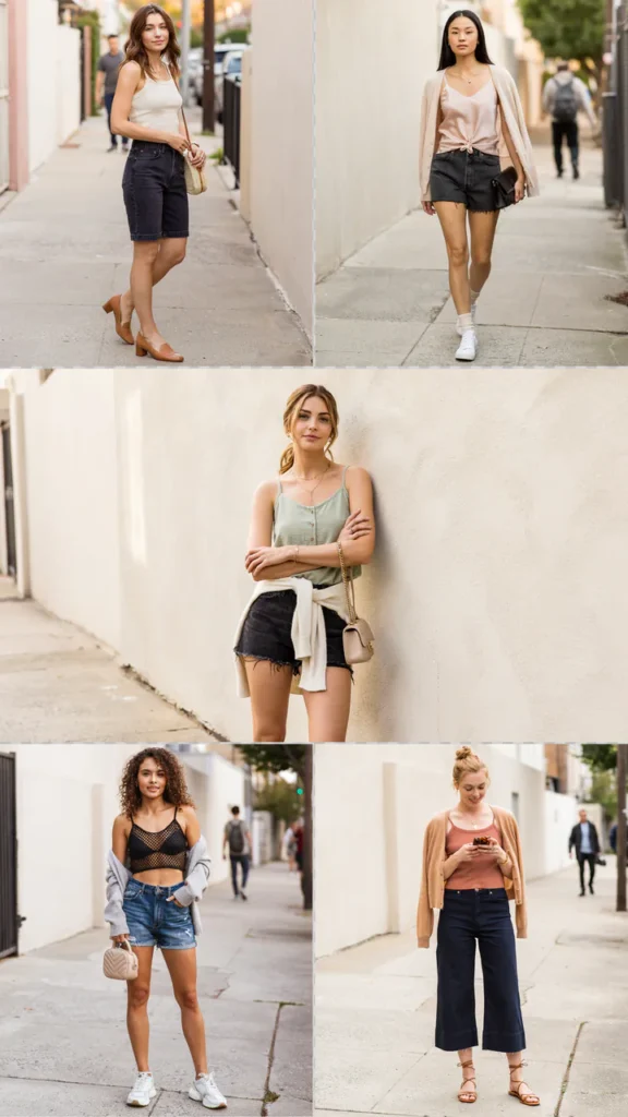 Strappy Top with Jean Shorts for Date Night