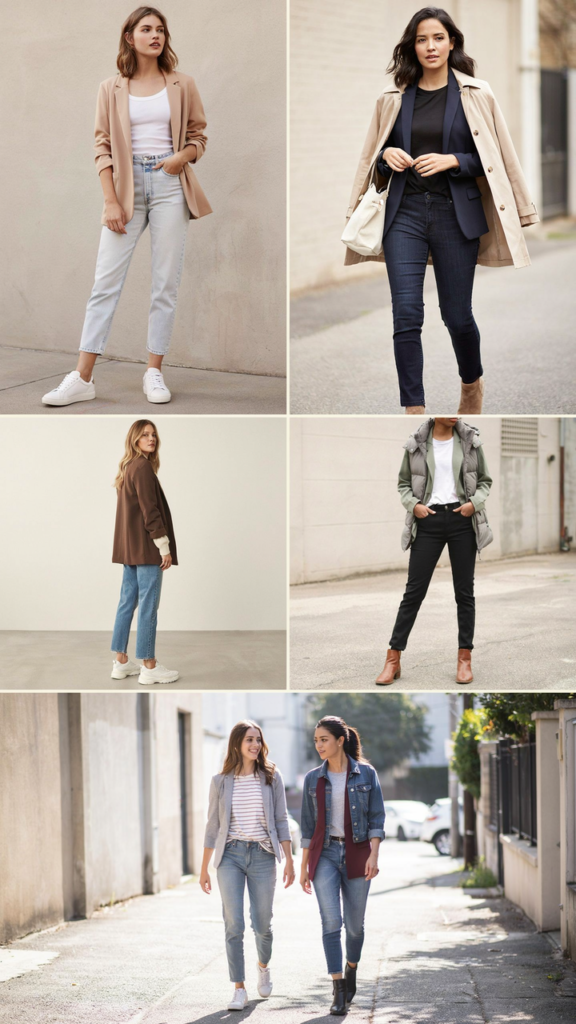Blazer, Jeans, and Light Jacket Layer