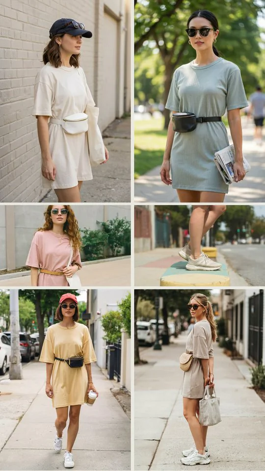 Soft T-Shirt Dress with Sneakers