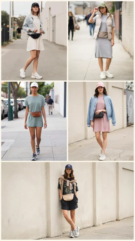 Soft T-Shirt Dress with Chunky Sneakers