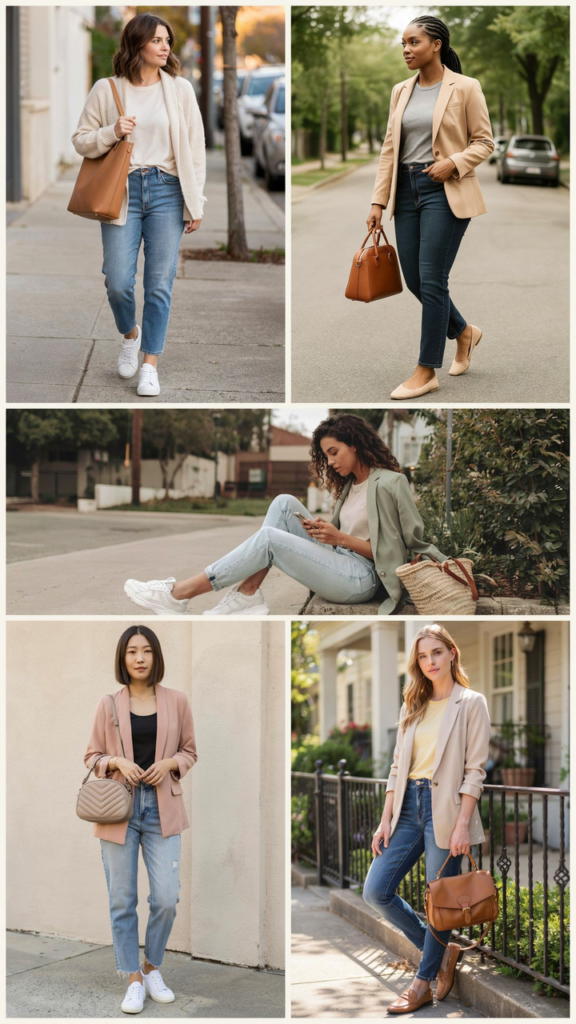 Plus-Size Friendly Blazer, Stretch Jeans, and Soft Tee