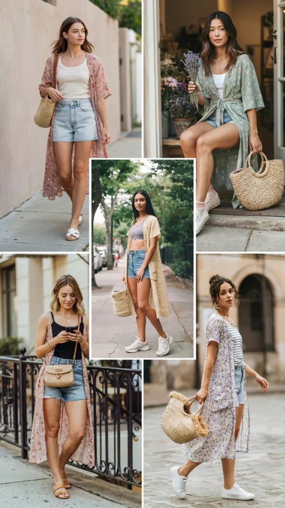 Jean Shorts with a Casual Summer Dress Layer