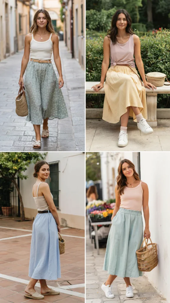Tank Top with Flowy Midi Skirt