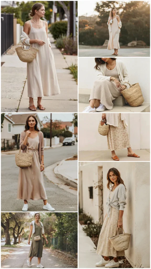 Plus-Size Friendly Smocked Dress with Sneakers