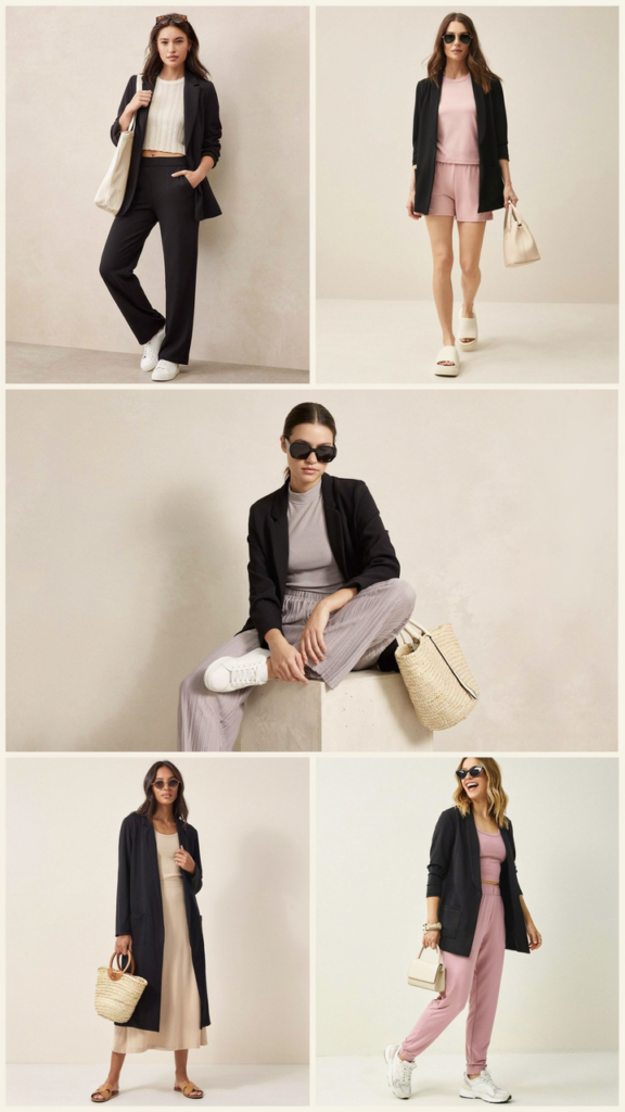 Black Blazer with a Soft Matching Set