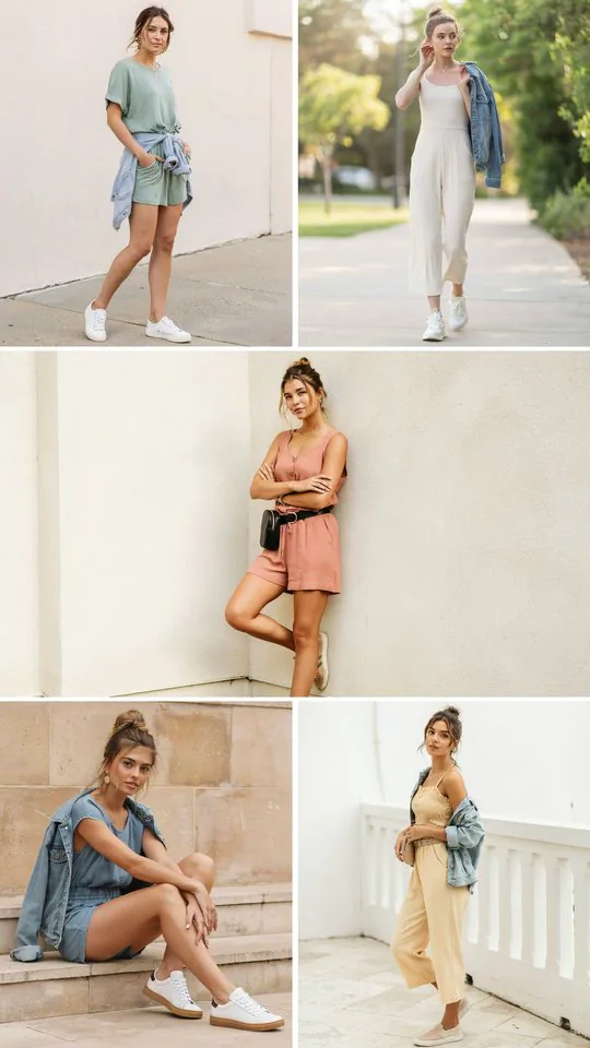 Casual Romper with Sneakers