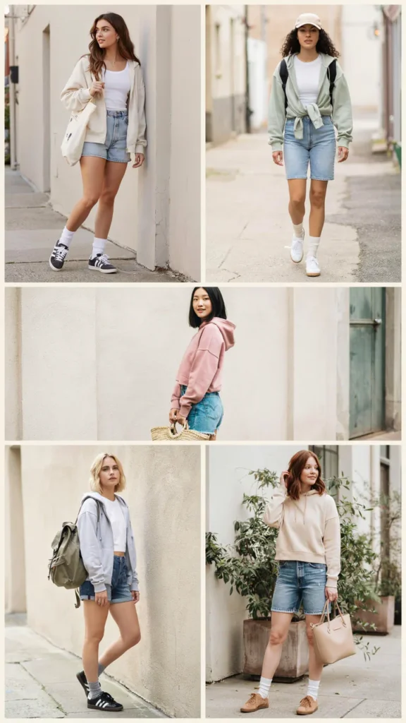 Hoodie with Denim Shorts