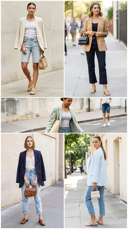 Blazer with Jean Shorts