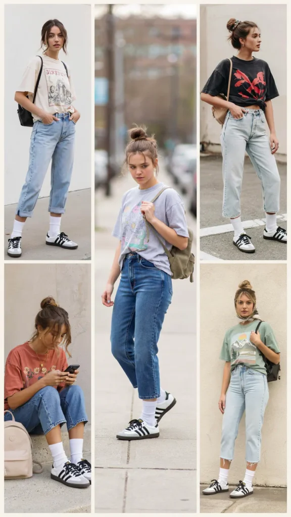 Oversized Graphic Tee with Biker Denim Shorts