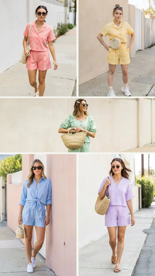 Bright Matching Shorts Set