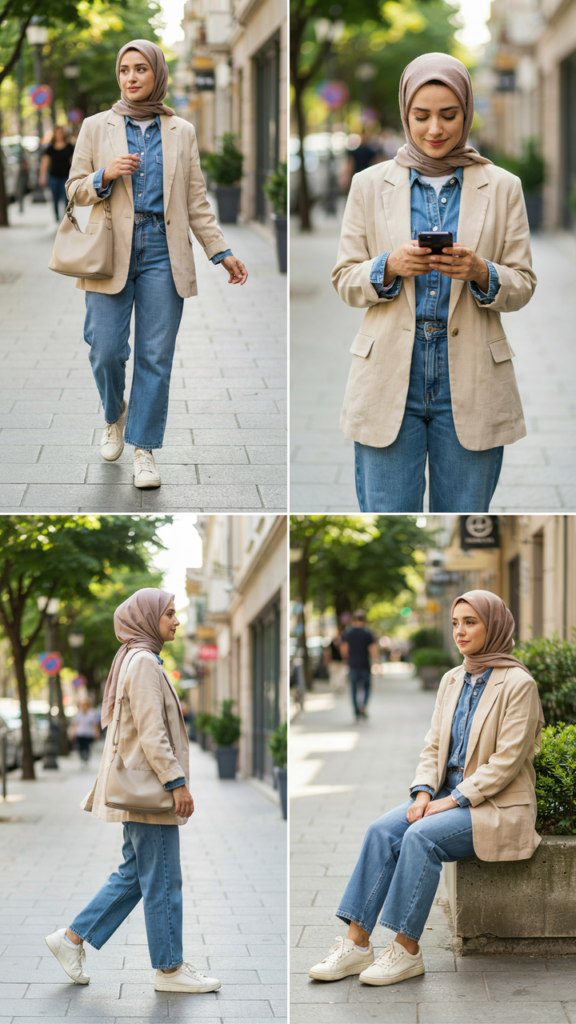 Blazer with Denim-on-Denim Outfit