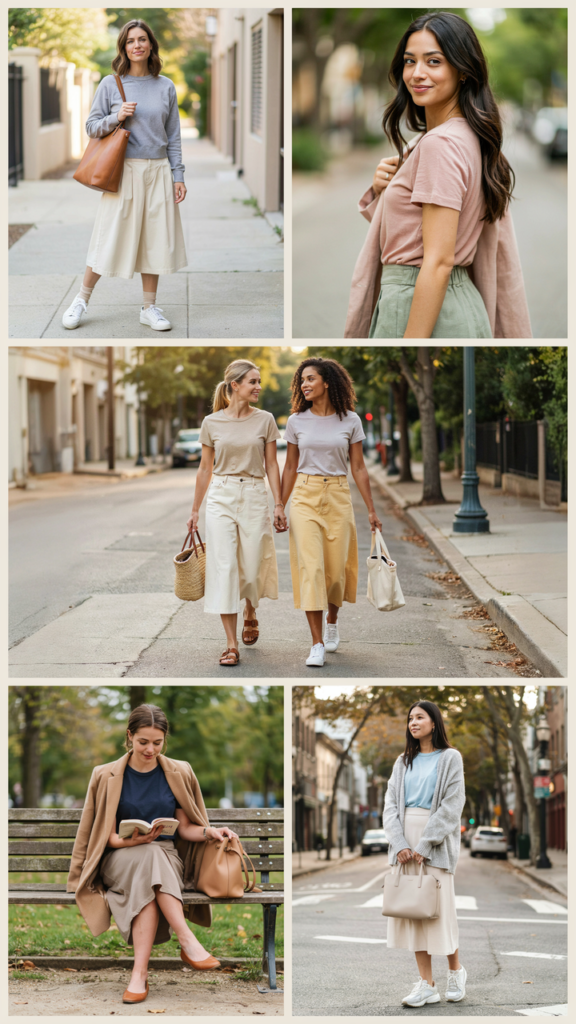  Family-Friendly Tee with Midi Skirt and Blazer