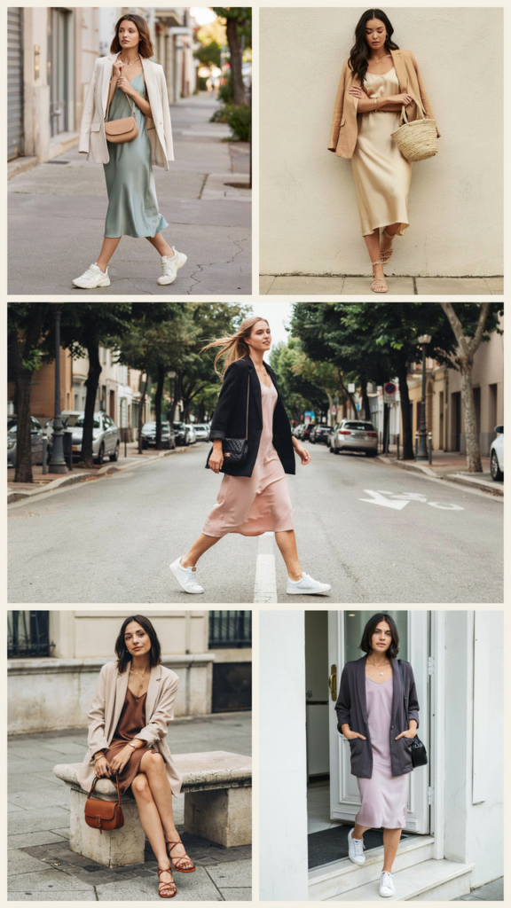 Casual Slip Dress with Oversized Blazer