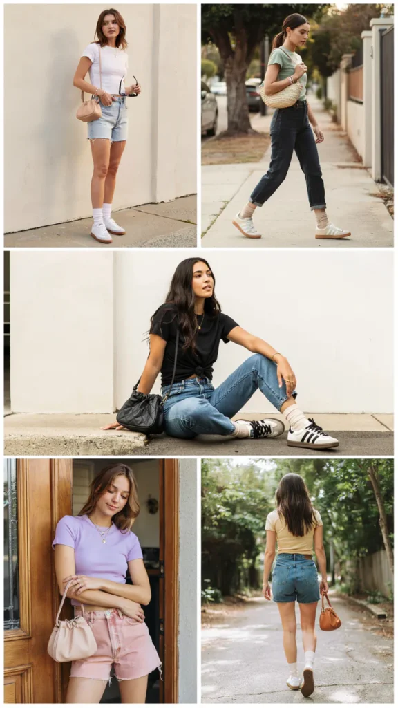 Cropped Tee with High-Waist Jean Shorts