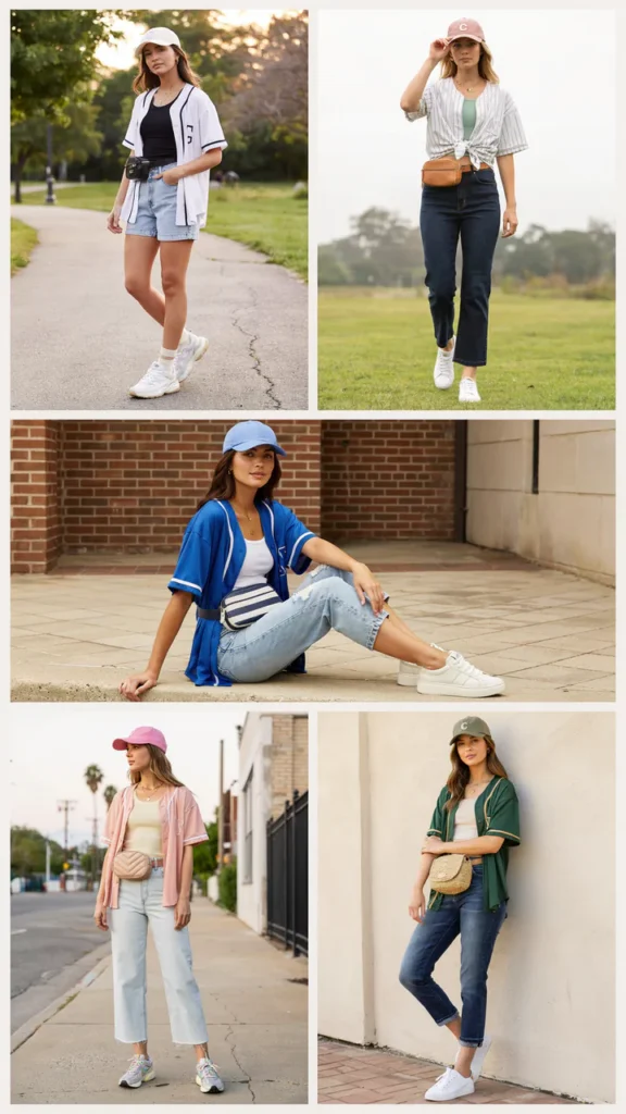 Baseball Jersey with Jean Shorts