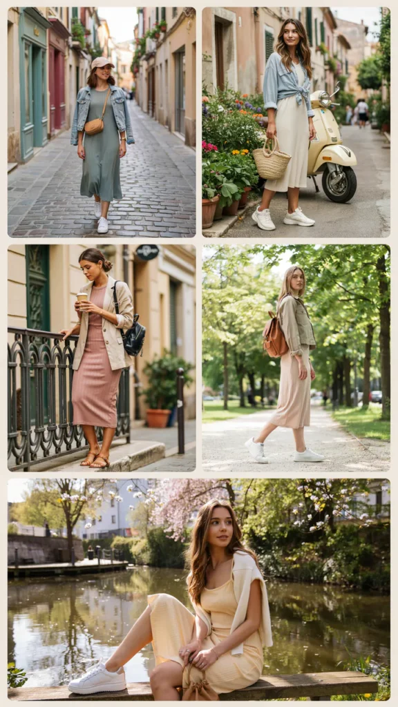 Casual Ribbed Dress with Light Jacket